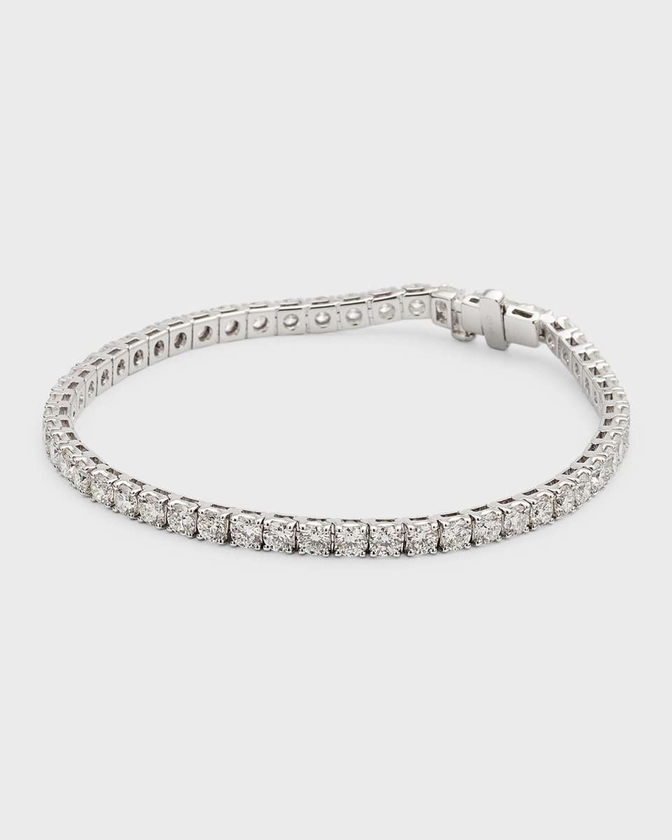 18K White Gold Round Diamond Bracelet, 7"L, 8.0tcw